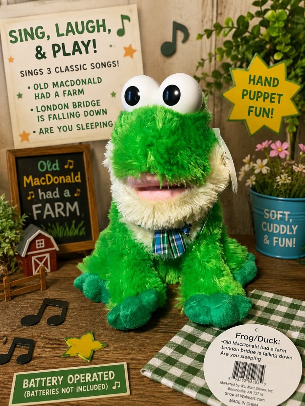 NWT Singing Frog Hand Puppet Plush Old MacDonald Walmart Interactive Toy